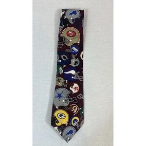 NFL Neck Tie Black Team Helmets Vintage 90s‎ Football Made USA Oilers Redskins